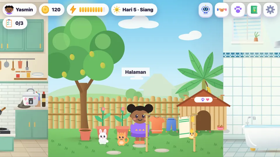 Halaman rumah dengan hewan peliharaan